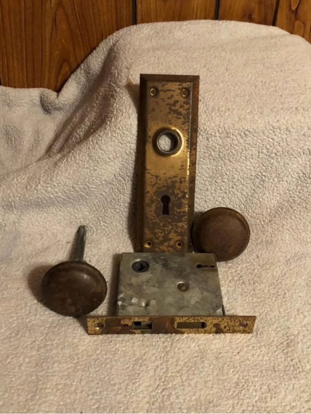 Antique Brass Finish Door Mortise Lockset with Round Knobs